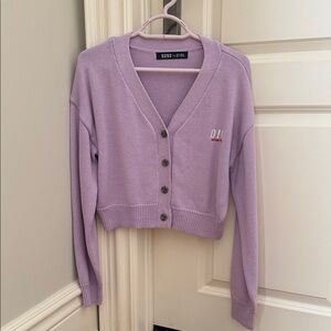 Women's Lavender Button-Up Cardigan